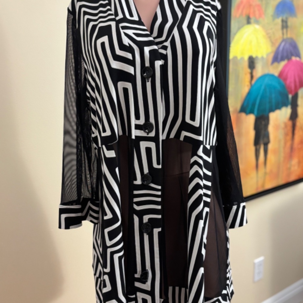 Joseph Ripkoff Sheer Swing Tunic Jacket size 14